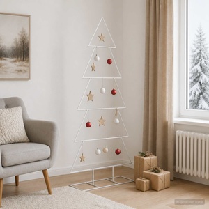 vidaXL Метална коледна елха със стойка KUOPIO 150 см Стомана Бяло (42053825)
