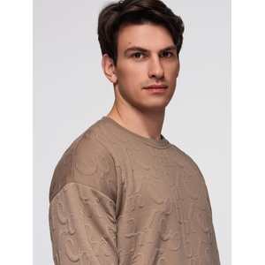 Ombre Clothing Мъжки суитшърт RELAXED FIT с издължен надпис - кафяв V3 B1712 Ombre Clothing Ombre Clothing | Kafyav | МЪЖЕ | S