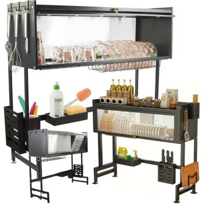 Verk 07380 Multifunkční odkapávač na nádobí nad dřez, 85 cm, černý
