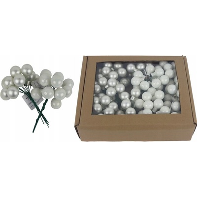 Skleněné vánoční baňky na drátku stříbrné, průměr 2 cm, S0570-28 BOX 144 ks – Hledejceny.cz