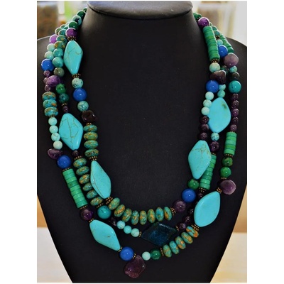 Dannyra Дизайнерско дамско колие с аметист , тюркоаз и други полускъпоценни камъни fw2105