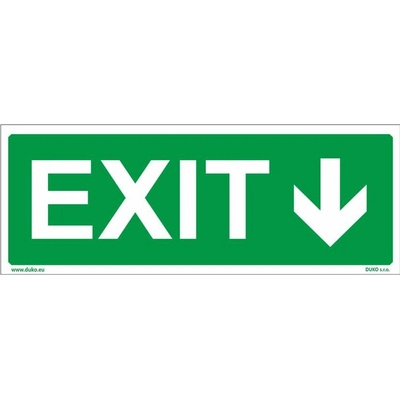 DUKO EXIT se směrovou šipkou Formát: 300 x 120 mm, Materiál: plast 3 mm, samolepící vinylová fólie