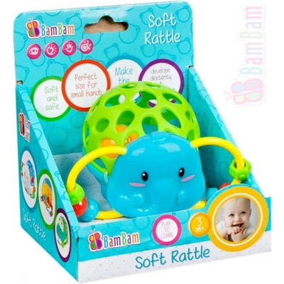 ET BAM BAM Baby měkké chrastítko slon s přívěsky