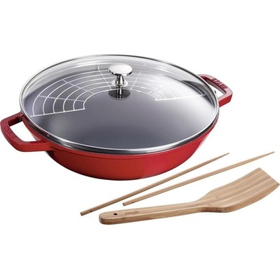 Staub Wok so sklenenou pokrievkou 30 cm grafitovo sivý