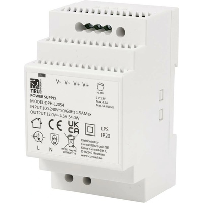 TRU COMPONENTS TC-10580816 síťový zdroj na DIN lištu 12 V/DC 4.5 A 54 W Počet výstupů:1 x Obsah 1 ks