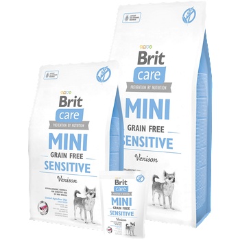 Brit Care Mini Sensitive Grain Free- Пълноценна суха храна за чувствителни и капризни кучета от малките породи, с 40% прясно еленско месо- 7 кг