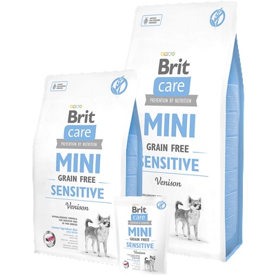 Brit Care Mini Sensitive Grain Free- Пълноценна суха храна за чувствителни и капризни кучета от малките породи, с 40% прясно еленско месо- 7 кг
