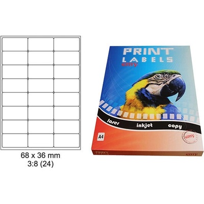 Print Emy 68x46,8 mm bílé 18 ks arch 100 archů samolepící ETK07