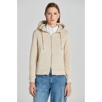 Gant Reg Tonal Shield Zip Hoodie hnedá