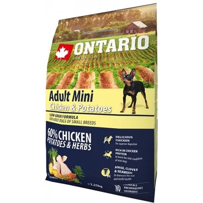 ONTARIO Adult Mini Chicken & Potatoes - пълноценна храна за пораснали кучета от малки породи с пиле и картофи 2, 25 кг, Чехия 214-10535