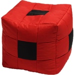 PUFRELAX Пуф, 130л. , Табуретка Куб XL - Black Spotted Cube, Перящ се калъф, Пълнеж от Полистиролни перли, за открито (PUF-G-CXL-TEX-BLSC) - topmall