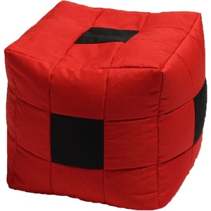 PUFRELAX Пуф, 130л. , Табуретка Куб XL - Black Spotted Cube, Перящ се калъф, Пълнеж от Полистиролни перли, за открито (PUF-G-CXL-TEX-BLSC) - topmall