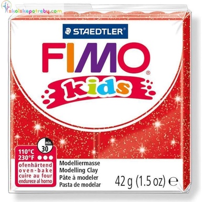 Fimo KIDS Modelovací hmota 42g červená se třpytkami