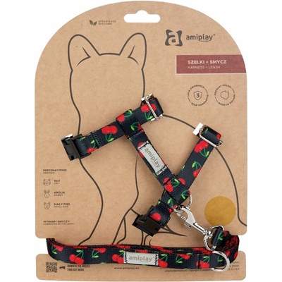 Amiplay postroj pre mačku s vodítkom BeHappyCat Cherry S