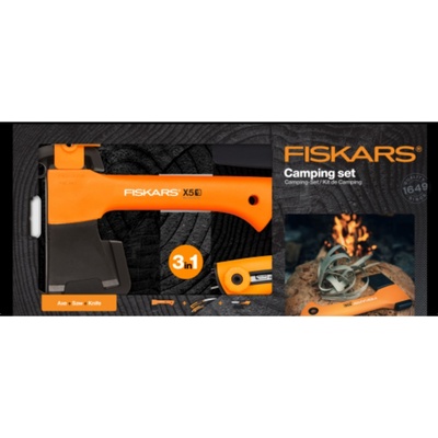 Fiskars Комплект Fiskars - Брадва X5, XXS + Трион SW73, S + Универсален нож с вградено точило (FS 1025622/1057912)