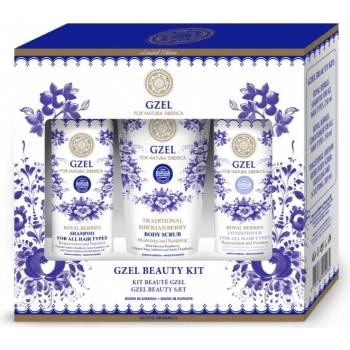 Natura Siberica Gzel sada krásy šampon 250 ml + balzám 250 ml + peeling 200 ml dárková sada