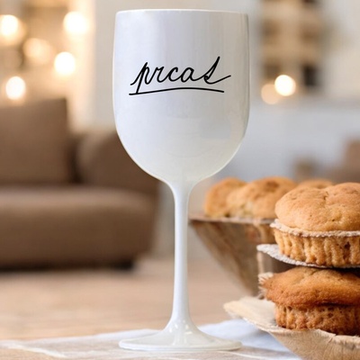 Ahome Sklenice na víno plastová Prcat bílá 420 ml