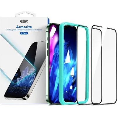 ESR Armorite 3D Full Cover Tempered Glass 2 Pack - 2 броя калени стъклени защитни покрития за дисплея на iPhone 13 Pro Max (черен-прозрачен)