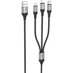 hoco. X102 кабел за зареждане 3в1 USB - Type-C/мълния/microUSB, 100 см, ЧЕРЕН X102_B (X102_B)