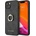 GUESS Hard Case 4G With Ring Stand - дизайнерски кожен кейс с пръстен против изпускане за iPhone 13 (черен)