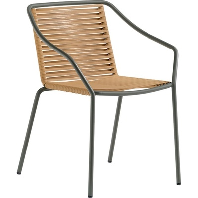 Pedrali zahradní židle Philía 3905 s hnědým výpletem Zelenošedá