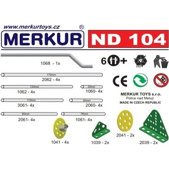 Merkur ND 104 Hřídelky a plochá kola 39ks