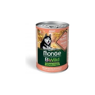 MONGE BWILD GRAIN FREE Adult Lososové kúsky v omáčke s tekvicou a cuketou 400 g