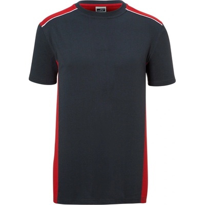 James & Nicholson tričko JN 860 Color krátký rukáv pánské COT020860i7600-carbon/red