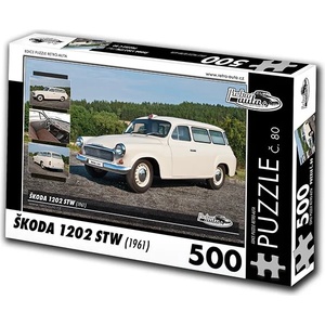 Retro cars - Puzzle Škoda 1202 STW ambulance (1961) - 500 piese