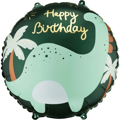 PartyDeco Balonek fóliový Happy Birthday dinosaurus, 45 cm