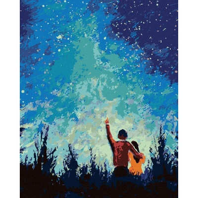zuty Malování podle čísel Hvězdná noc a mladý pár 40 x 50 cm vypnuté plátno na rám 8596530057857