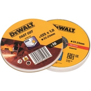 DEWALT Комплект режещи дискове от неръждаема стомана DeWALT, плоски, 125 x 22, 2 x 1, 0 мм (10 бр. ) DT3507 (DT3507)