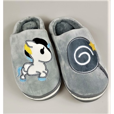 Detské topánky papuče YH107-unicorn-sivé