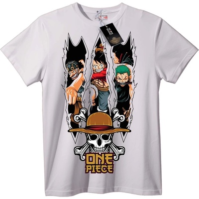 NOONEBRAND Тениска One Piece Екипаж със Сламена Шапка - 3XL, White