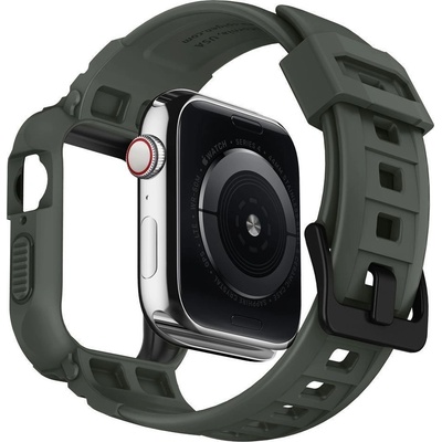 Spigen Удароустойчив TPU кейс с вградена каишка за Apple Watch 44мм, 45мм - Spigen Rugged Armor Case Pro (тъмнозелен) (062CS26016)