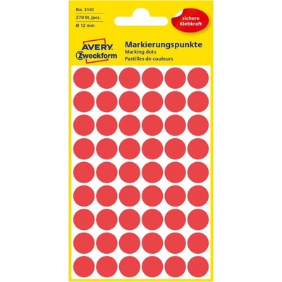 Etikety kruhové 12mm Avery červené