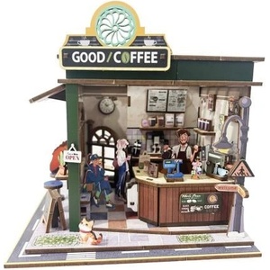 Mikro Дървен строителен комплект кафене със светлина, 138 бр. | Woodworks (610825)
