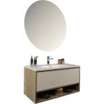 ASIR GROUP Комплект окачен долен шкаф 100 см с мивка и LED огледало Asir Elegant светъл орех (263LVS1119)