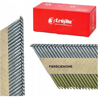 Hřebíky do hřebíkovačky Trojka spojené papírem 2,8x50 mm 34° prstencové