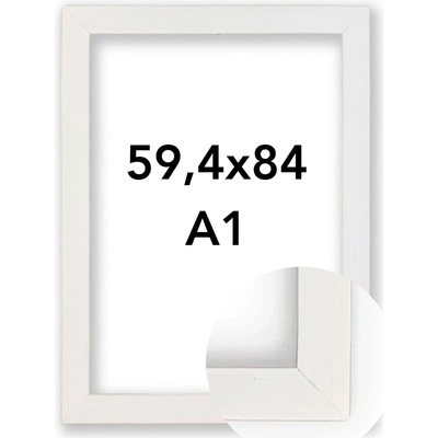 Fotorámeček Modena Rozměr: A1 - 59,4 x 84 cm, Barva: Bílá, Typ zasklení: Plexi