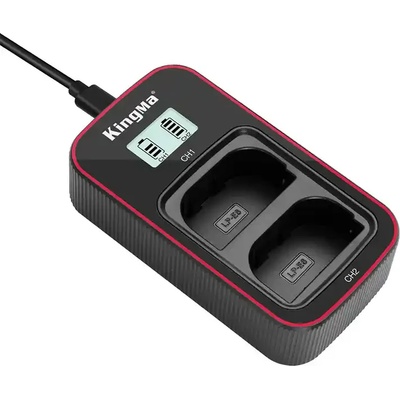 KingMa Двойно зарядно LCD LP-E6/E6N/E6NH USB Charger за Canon