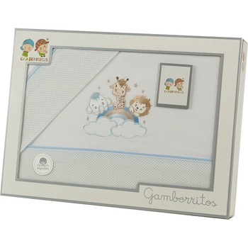 Gamberritos Комплект летни чаршафи, 3 части за легло 60х120см. Животни, син (109581)