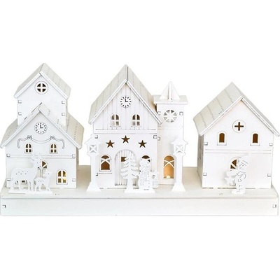 DOMMIO Bílé domečky LED, 2 × AA, 14 × 28 cm