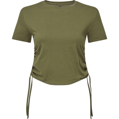TriDri Crop top s nastavitelným bočním zřasením zelená olivová