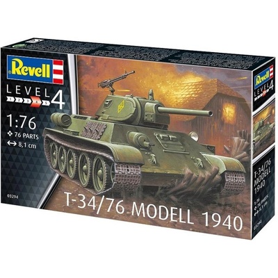 Сглобяем модел, Revell, Съветски танк T-34/76 Модел 1940, 76 части (R03294)