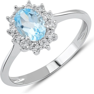Lillian Vassago Prsten v bílém zlatě s modrým topazem a zirkony LLV22 GR017WBT