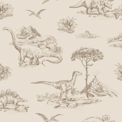 Esta Home 139557 Béžová vliesová tapeta s dinosaurami, rozmery 0,53 x 10,05 m