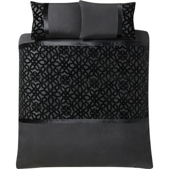 Catherine Lansfield Черно двойно удължено спално бельо 230x220 cm Lattice Cut - Catherine Lansfield (BD/50567/W/KQS/BK)