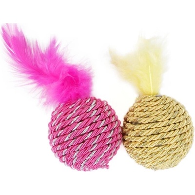 Olala Pets Míček s barevným peřím 4 cm 2 ks