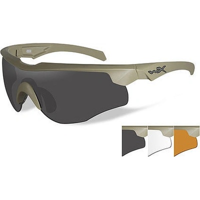 Brýle Wiley X Rogue Smoke Grey + clear + light rust lens/Com.Temp. TAN frame